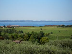 Blick von der Straße nach Lazise auf den See